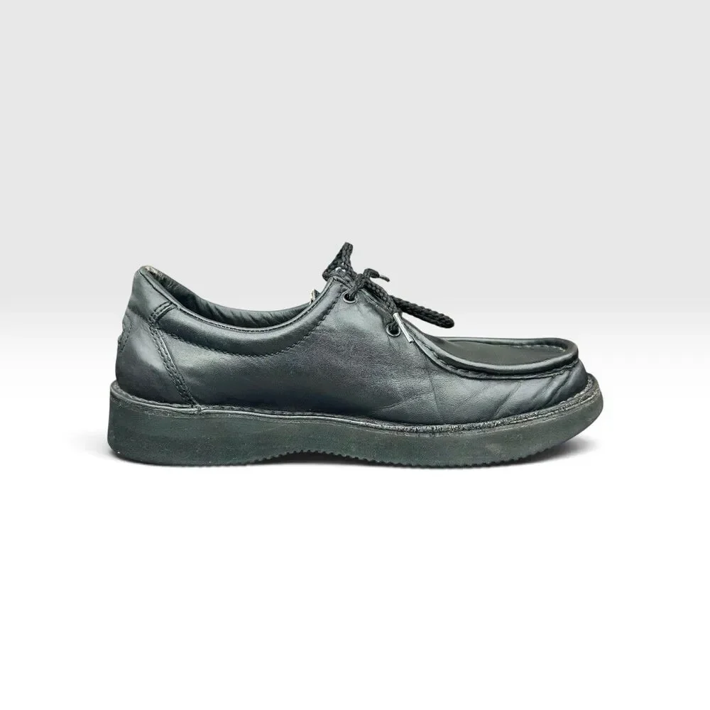 Rockport M2128 Mens 9.5 M Black Leather Moc Toe Shoes Vibram Portugal Vintage